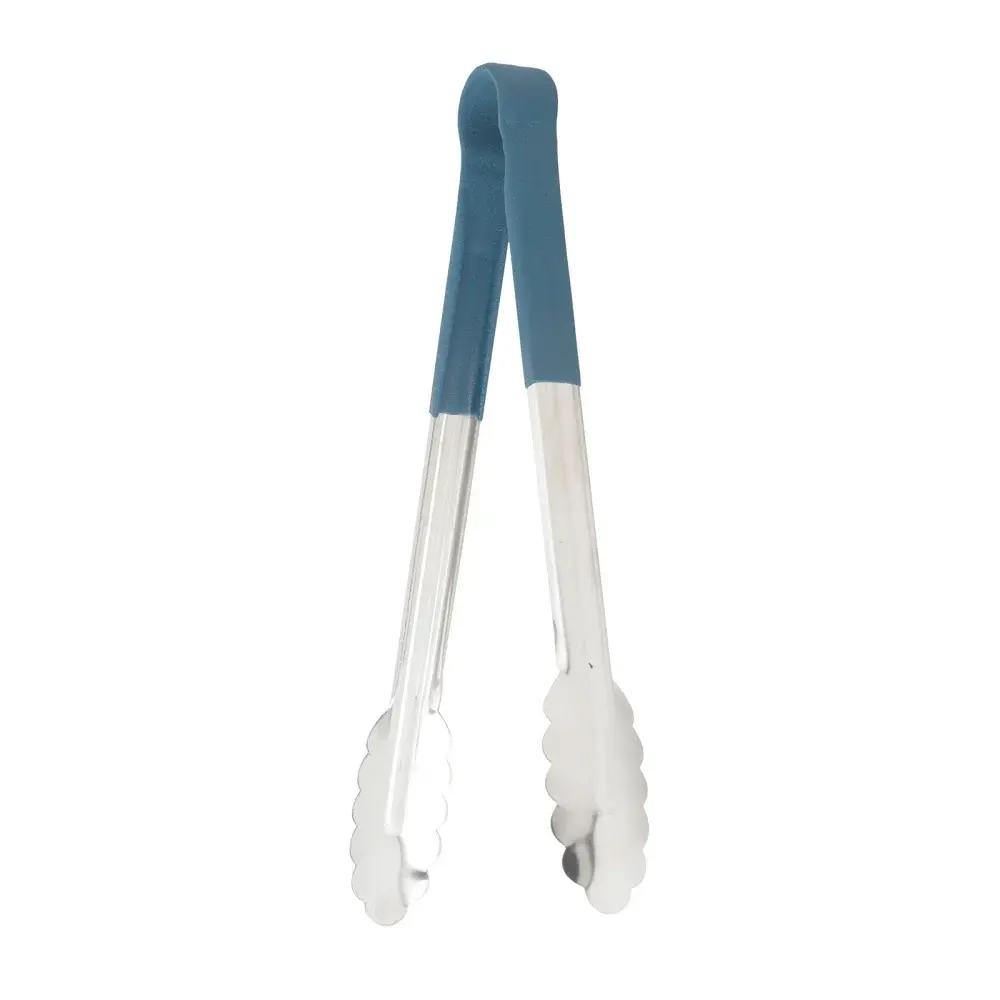 Winco UTPH-12B 12" Utility Tongs - Stainless Steel w/ Coated Handle, Blue