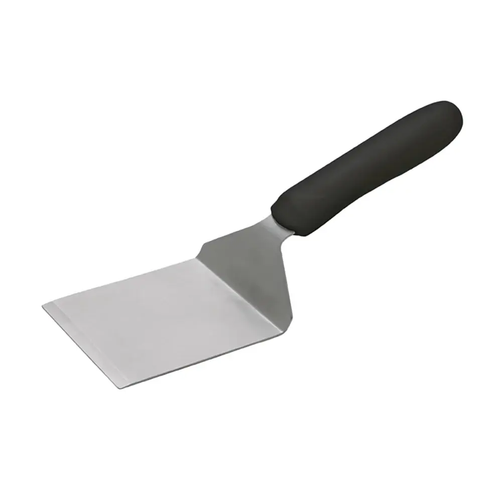 Winco TKP-41 4 1/8" Offset Steak/Burger Turner w/ Black Plastic Handle, Stainless Steel