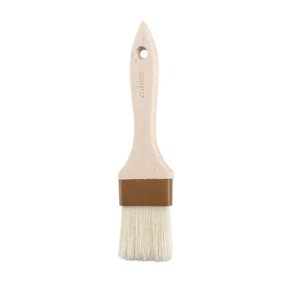 Winco WFB-20 2" Flat Pastry Basting Brush w/ Boar Hair Bristles & Wooden Handle