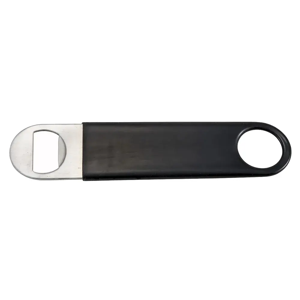 Winco CO-301PK 7" Bottle Opener, Stainless w/ Black PVC Coating