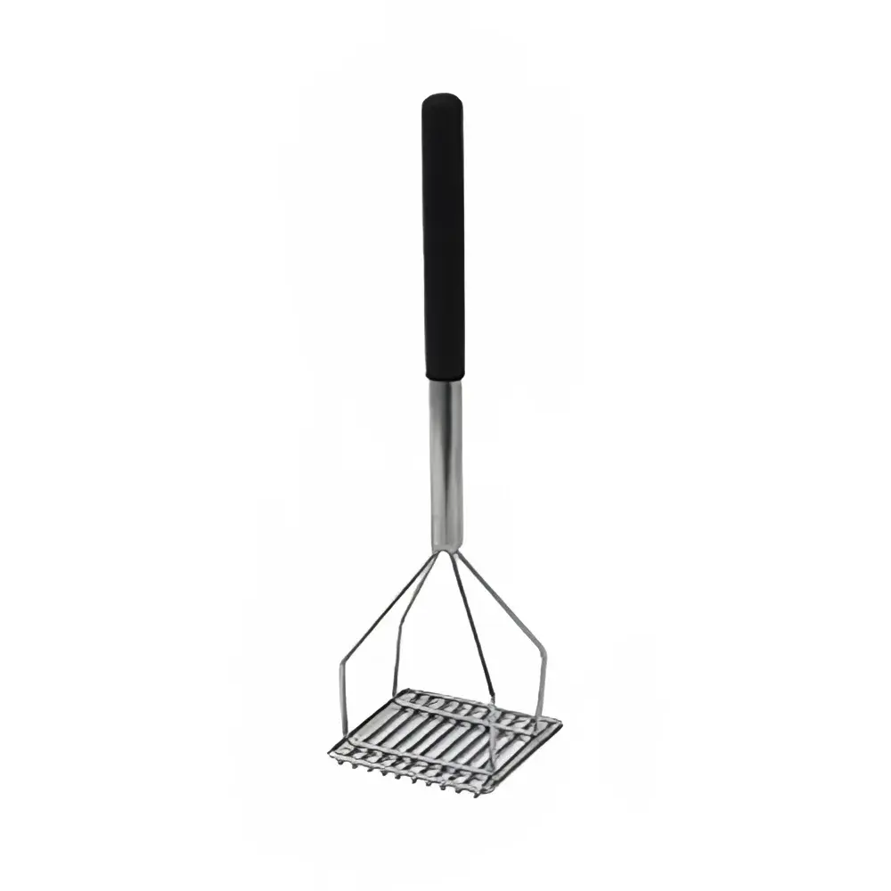 Winco PTMP-18S 17 3/4" Square Potato Masher w/ Black Polypropylene Handle Sleeve