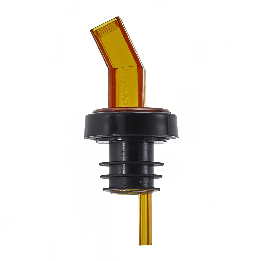 Winco PP-SAM Plastic Pourer w/ Screen & Bent Spout, Gemstone Amber