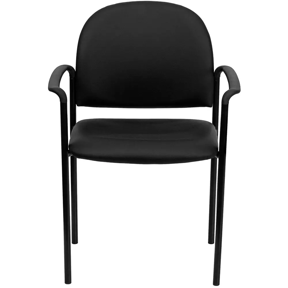 Flash Furniture BT-516-1-VINYL-GG Stacking Reception Side Chair - Navy Blue Vinyl Upholstery, Black Steel Frame