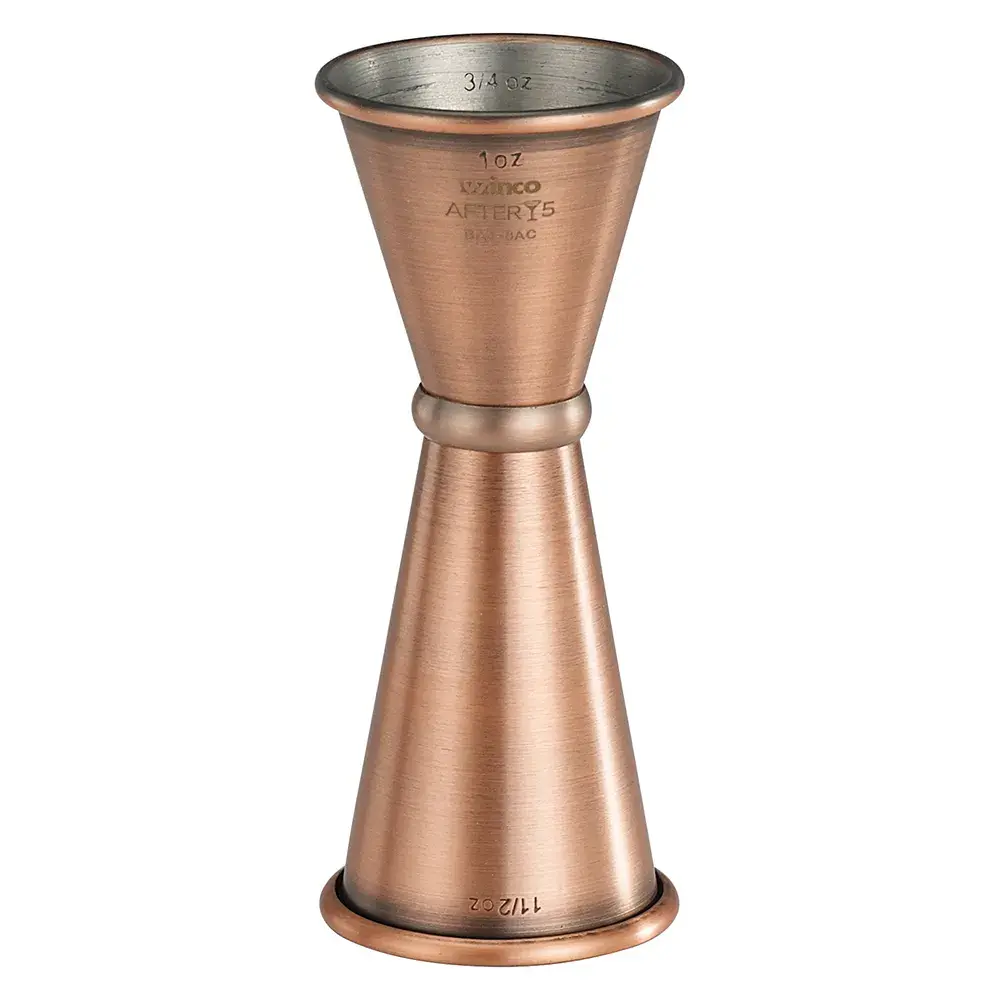 Winco BAJ-8AC Double Jigger - 1 & 1 1/2 oz, Stainless Steel, Antique Copper Finish