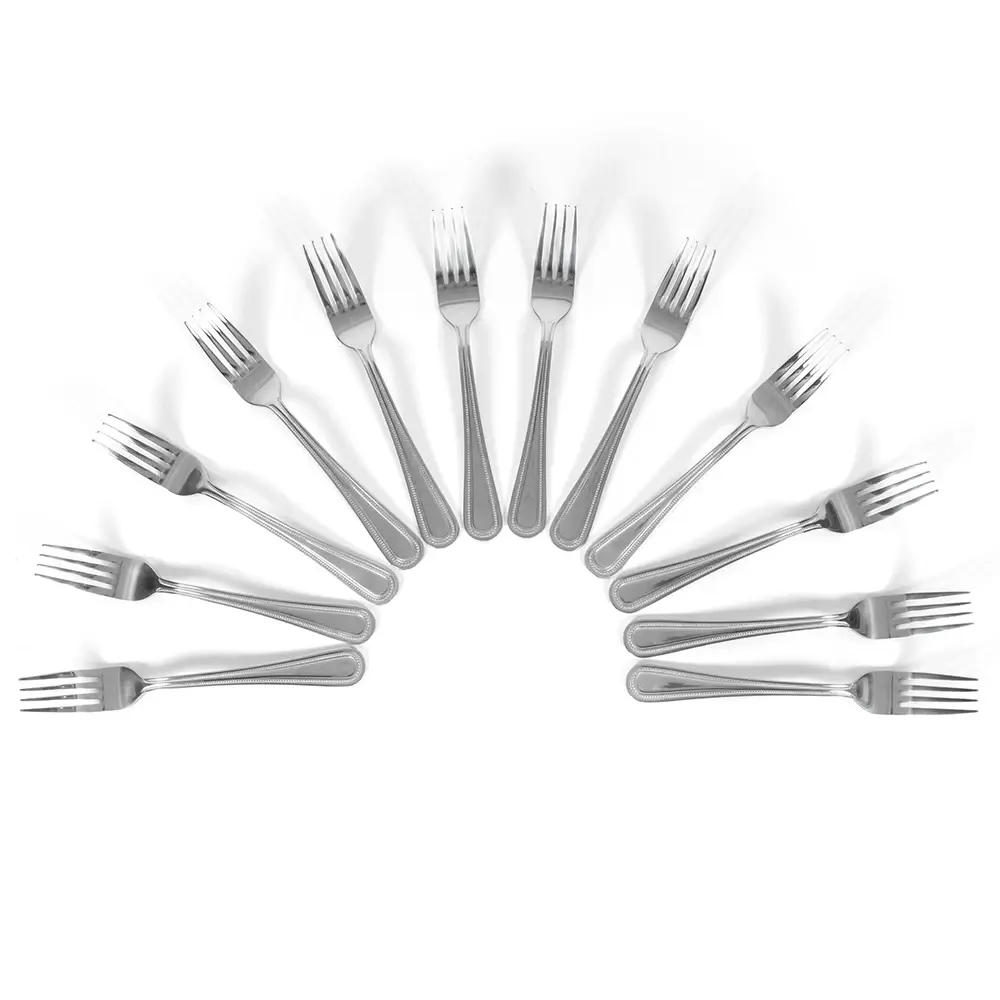 Winco 0005-05 7 3/8" Dinner Fork with 18/0 Stainless Grade, Dots Pattern