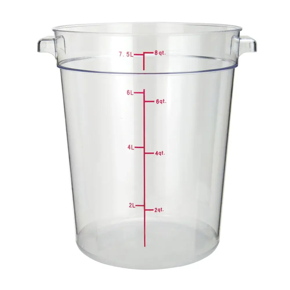 Winco PCRC-8 8 qt Round Food Storage Container - Polycarbonate, Clear