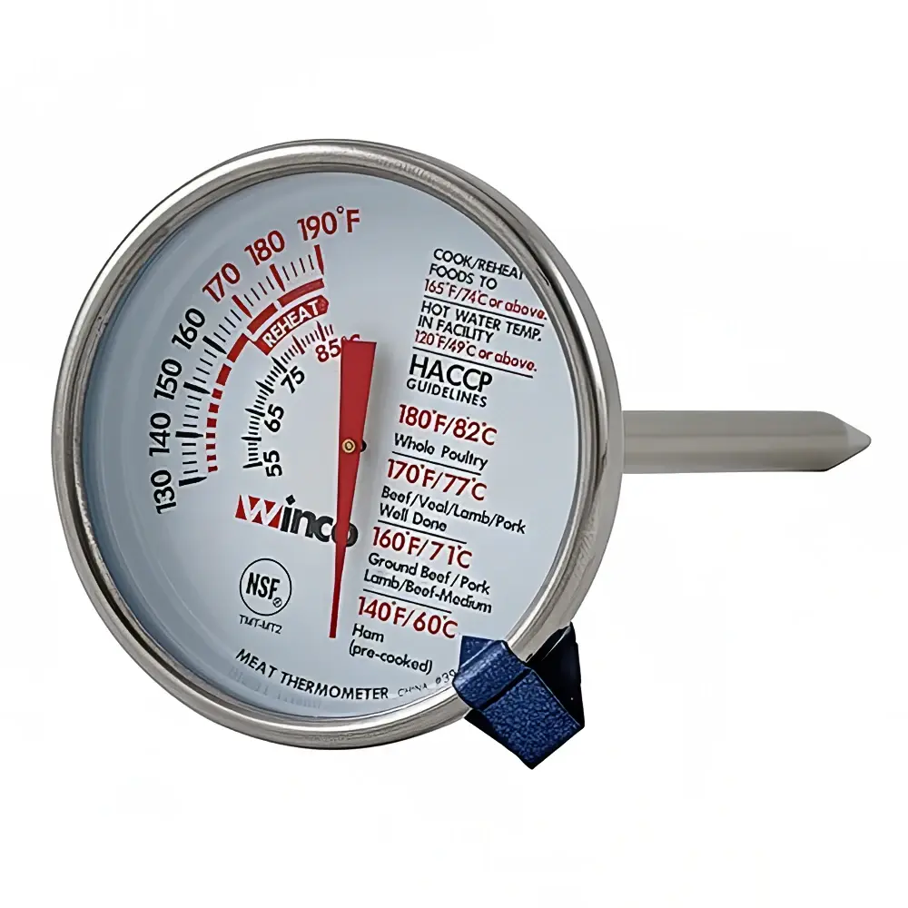 Winco TMT-MT2 2" Dial Type Meat Thermometer w/ 5" Stem, 130 to 190 Degrees F