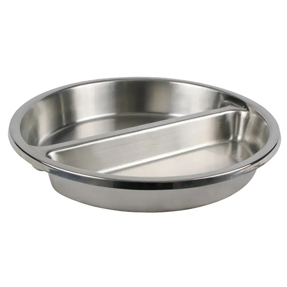 Winco SPFD-2R 15 1/5" Round Steam Table Pan fits 602 & 308A Chafers, 2 2/5" Deep, Divided