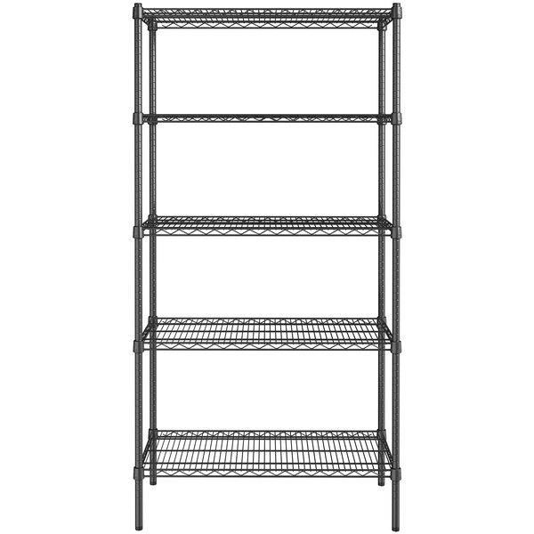 Steelton 18" Wide NSF Black Epoxy 5-Shelf Kit with 72" Posts