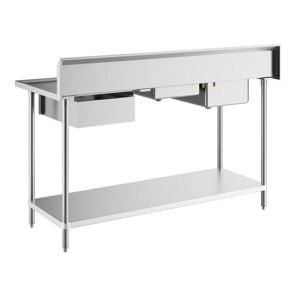 Regency Spec Line 30" x 72" 14 Gauge Stainless Steel Work Table with 2 Sinks