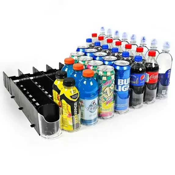Display Technologies Visi-Fast Plastic 80-Can Push Glide Beverage Dispenser, 2 Pack