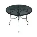 American Tables & Seating 36" Round Outdoor Table w/ Umbrella Hole - Aluminum, Black (ALM36)