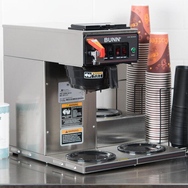 Bunn 12950.0212 CWTF15-3 12 Cup Automatic Coffee Brewer with 3 Lower Warmers and Hot Water Faucet - 120V