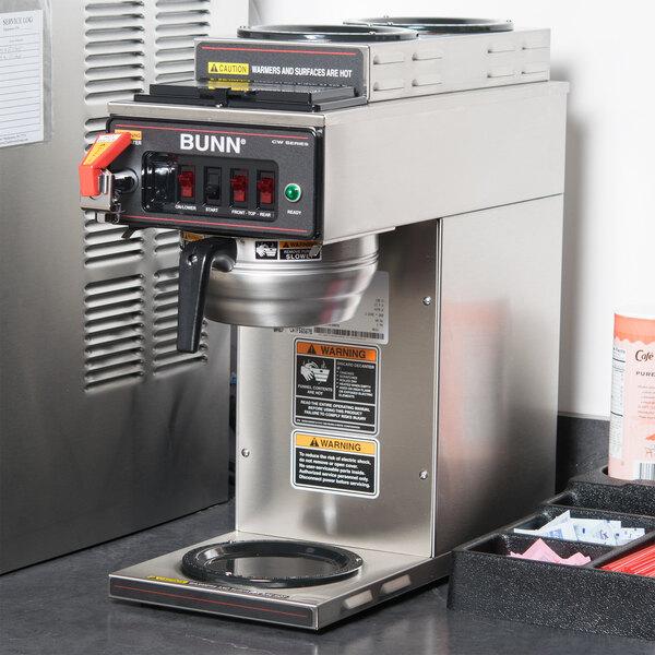 Bunn 12950.0217 CWTF15-3 Automatic 12 Cup Coffee Brewer with 2 Upper Warmers, 1 Lower Warmer, and Stainless Steel Funnel - 120V