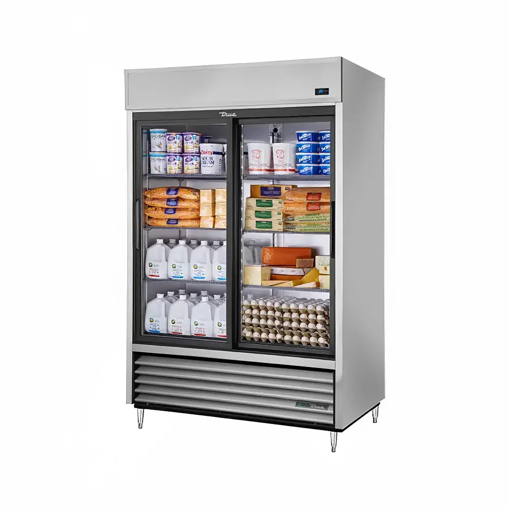 True TSD-47G-HC-LD 54 1/10" Two Section Reach In Refrigerator, (2) Sliding Glass Doors, 115v