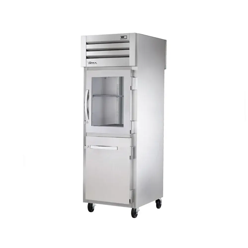 True STR1R-1HG/1HS-HC 27 1/2" One Section Reach In Refrigerator, (1) Glass Door, (1) Solid Door, Right Hinge, 115v