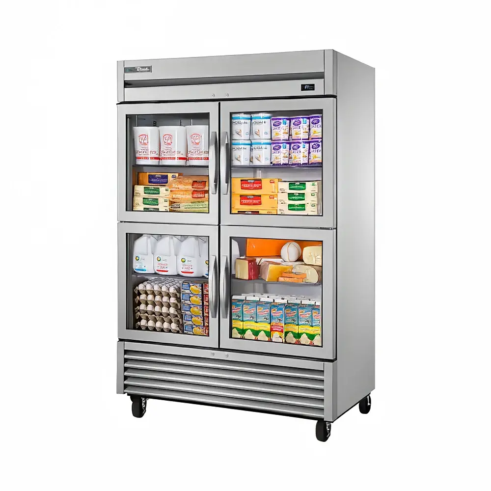 True TS-49G-4-HC~FGD01 54 1/10" Two Section Reach In Refrigerator, (4) Left/Right Hinge Glass Doors, 115v