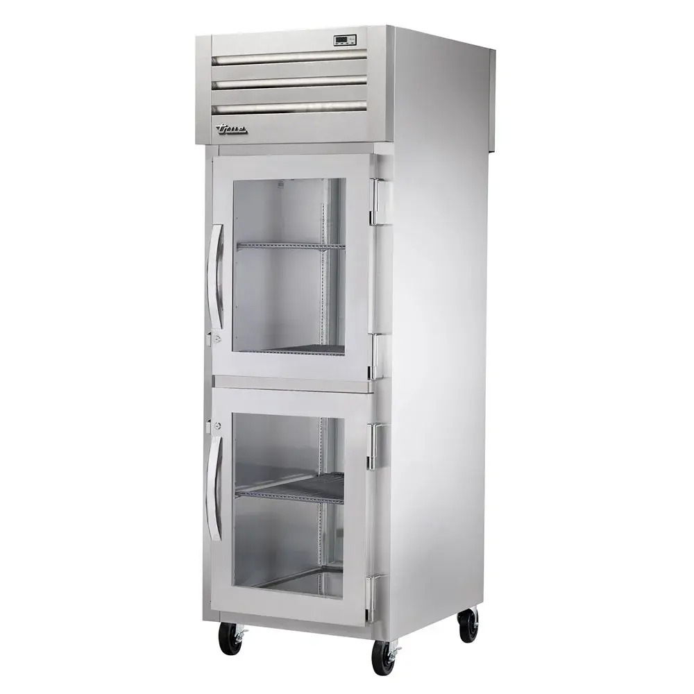 True STA1RPT-2HG-1S-HC 27 1/2" One Section Pass Thru Refrigerator, (2) Glass Doors, (1) Solid Door, Right Hinge, 115v