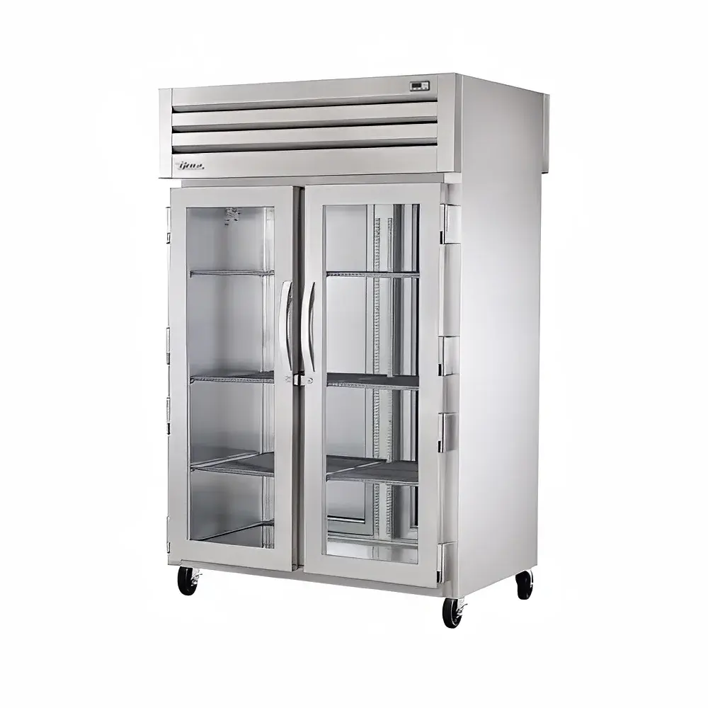 True STG2RPT-2G-2S-HC 52 3/5" Two Section Pass Thru Refrigerator, (2) Glass Doors, (2) Solid Doors, Left/Right Hinge, 115v