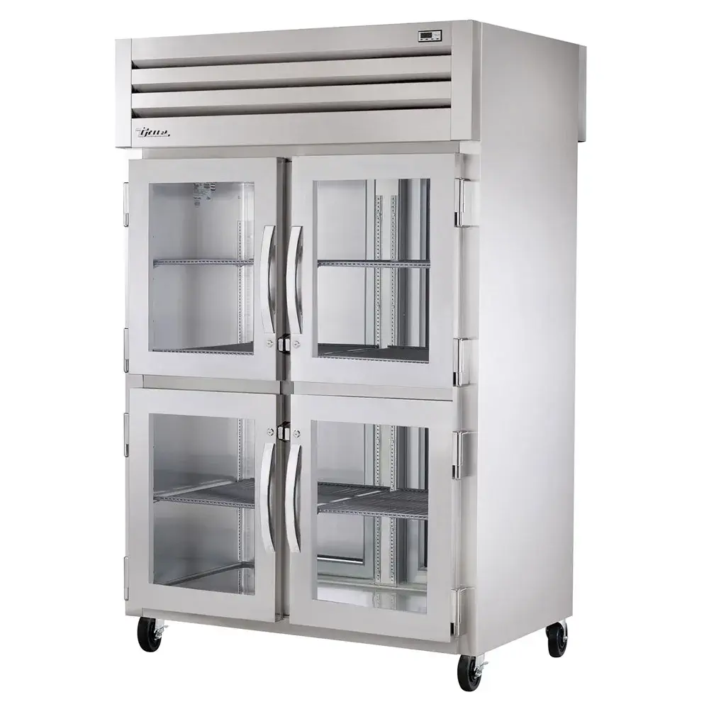 True STA2RPT-4HG-2S-HC 52 3/5" Two Section Pass Thru Refrigerator, (4) Glass Doors, (2) Solid Doors, Left/Right Hinge, 115v