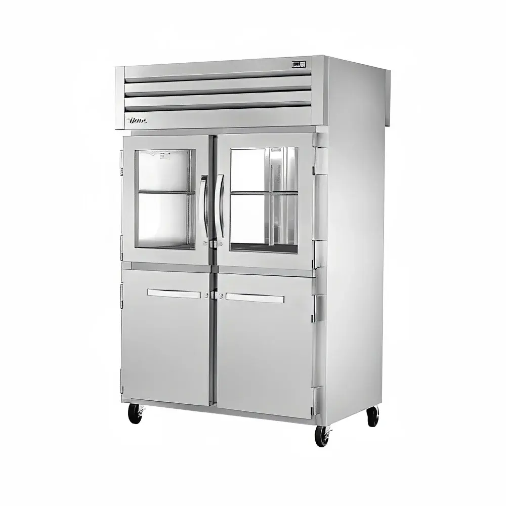 True STA2RPT-2HG/2HS-2G-HC 52 3/5" Two Section Pass Thru Refrigerator, (4) Glass Doors, (2) Solid Doors, Left/Right Hinge, 115v