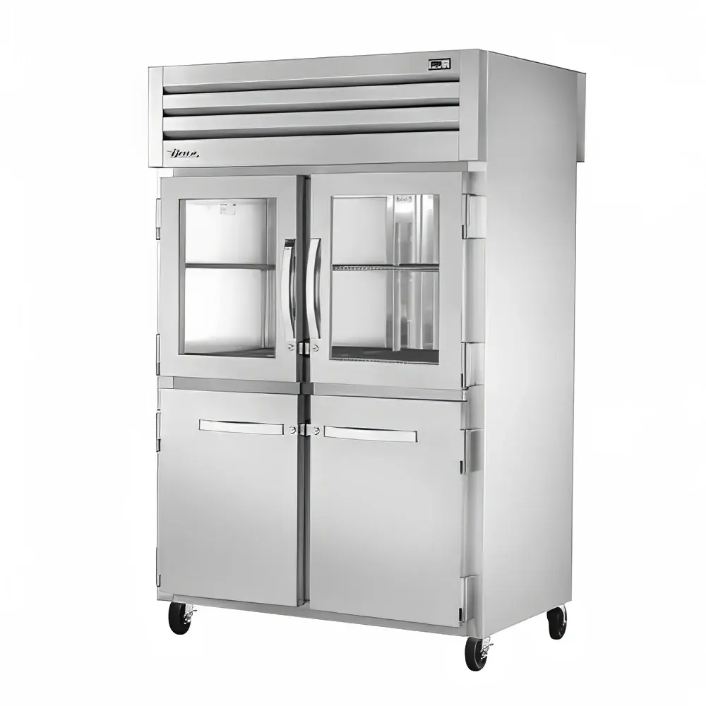 True STR2RPT-2HG/2HS-2S-HC 52 3/5" Two Section Pass Thru Refrigerator, (2) Glass Doors, (4) Solid Doors, Left/Right Hinge, 115v