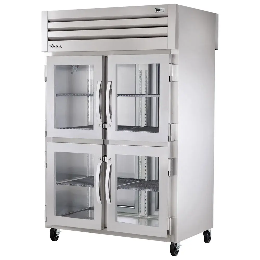 True STR2RPT-4HG-2S-HC 52 3/5" Two Section Pass Thru Refrigerator, (4) Glass Doors, (2) Solid Doors, Left/Right Hinge, 115v