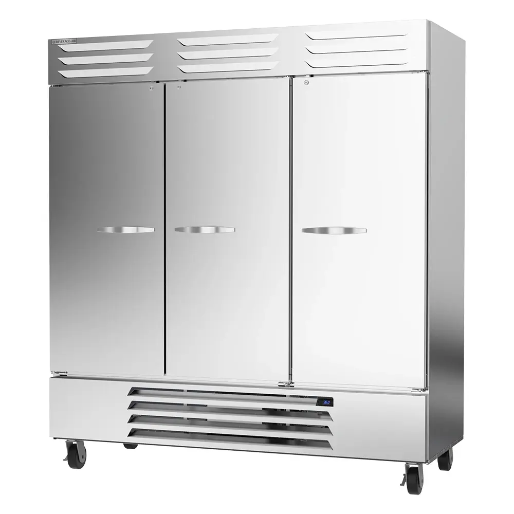 Beverage-Air RB72HC-1S 75" Three Section Reach In Refrigerator, (3) Left/Right Hinge Solid Doors, 115v