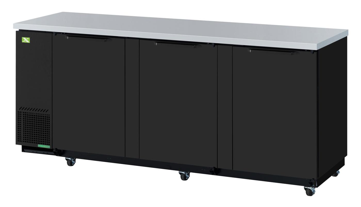 XBB-4SB-N 3 Door Back Bar - Black (90")