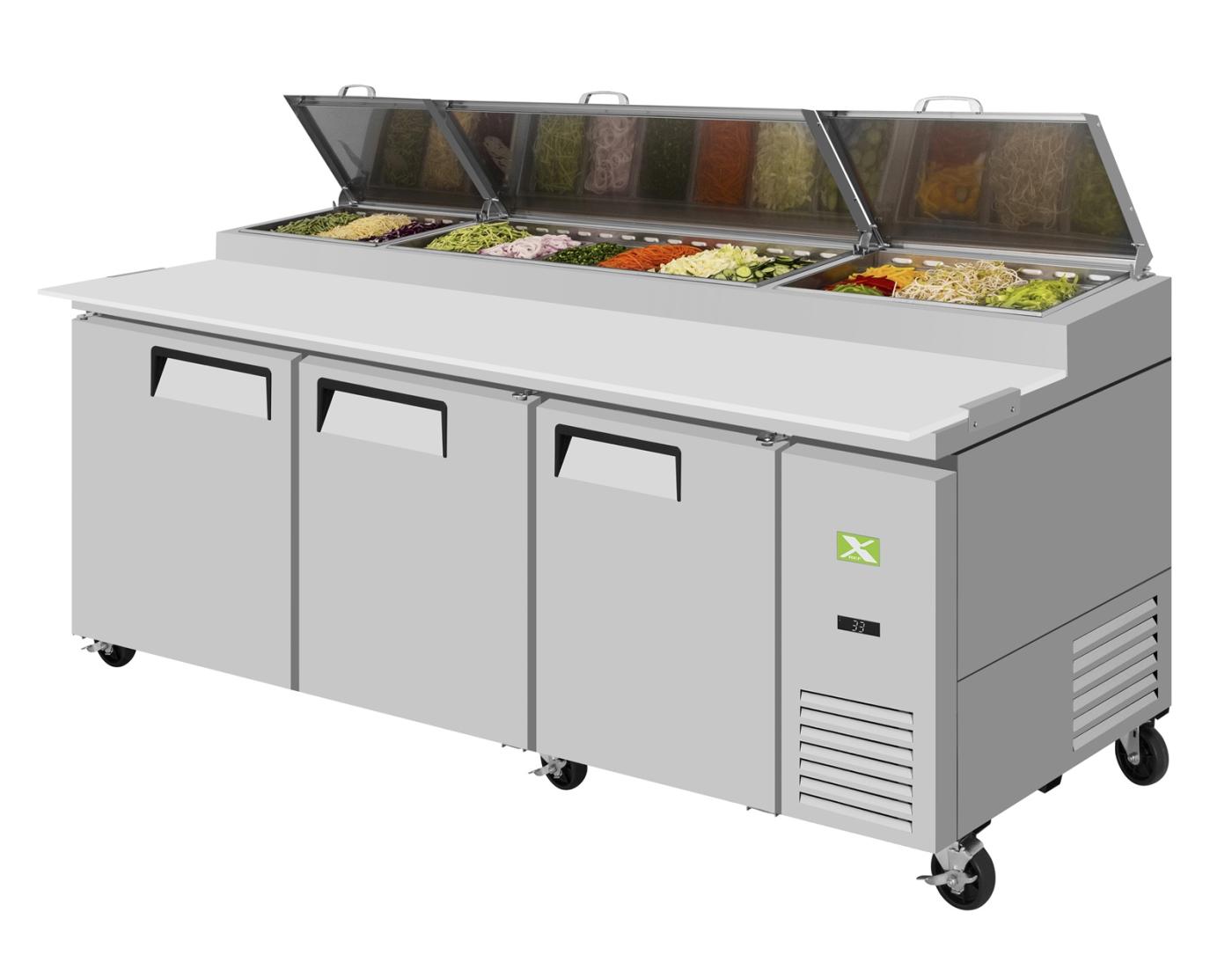 XPR-93-N 3 Door Pizza Prep Table Refrigerator