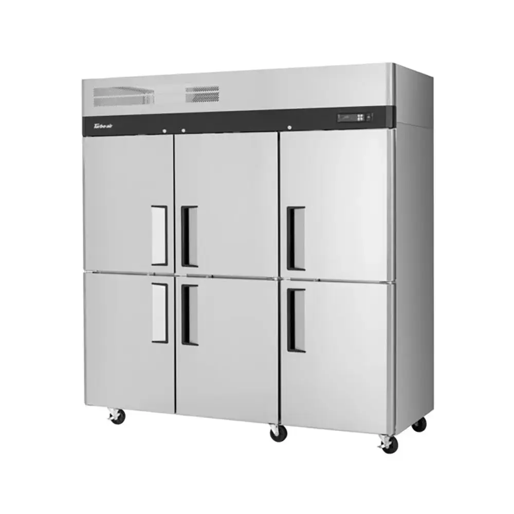 Turbo Air M3R72-6-N 77 3/4" Three Section Reach In Refrigerator, (6) Left/Right Hinge Solid Doors, 115v