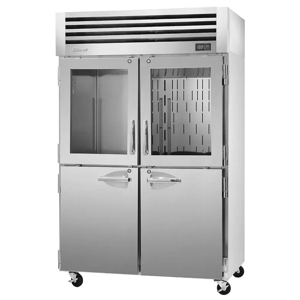 Turbo Air PRO-50R-GSH-N 52" Two Section Reach In Refrigerator, (2) Solid Doors & (2) Glass Doors, Left/Right Hinge, 115v