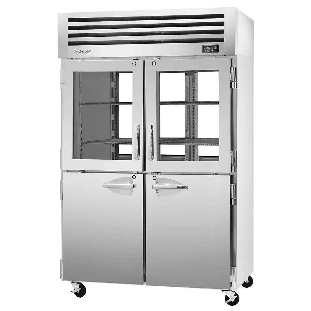 Turbo Air PRO-50R-GSH-PT-N 51 3/4" Two Section Pass Thru Refrigerator, (4) Solid Doors, (4) Glass Doors, Left/Right Hinge, 115v