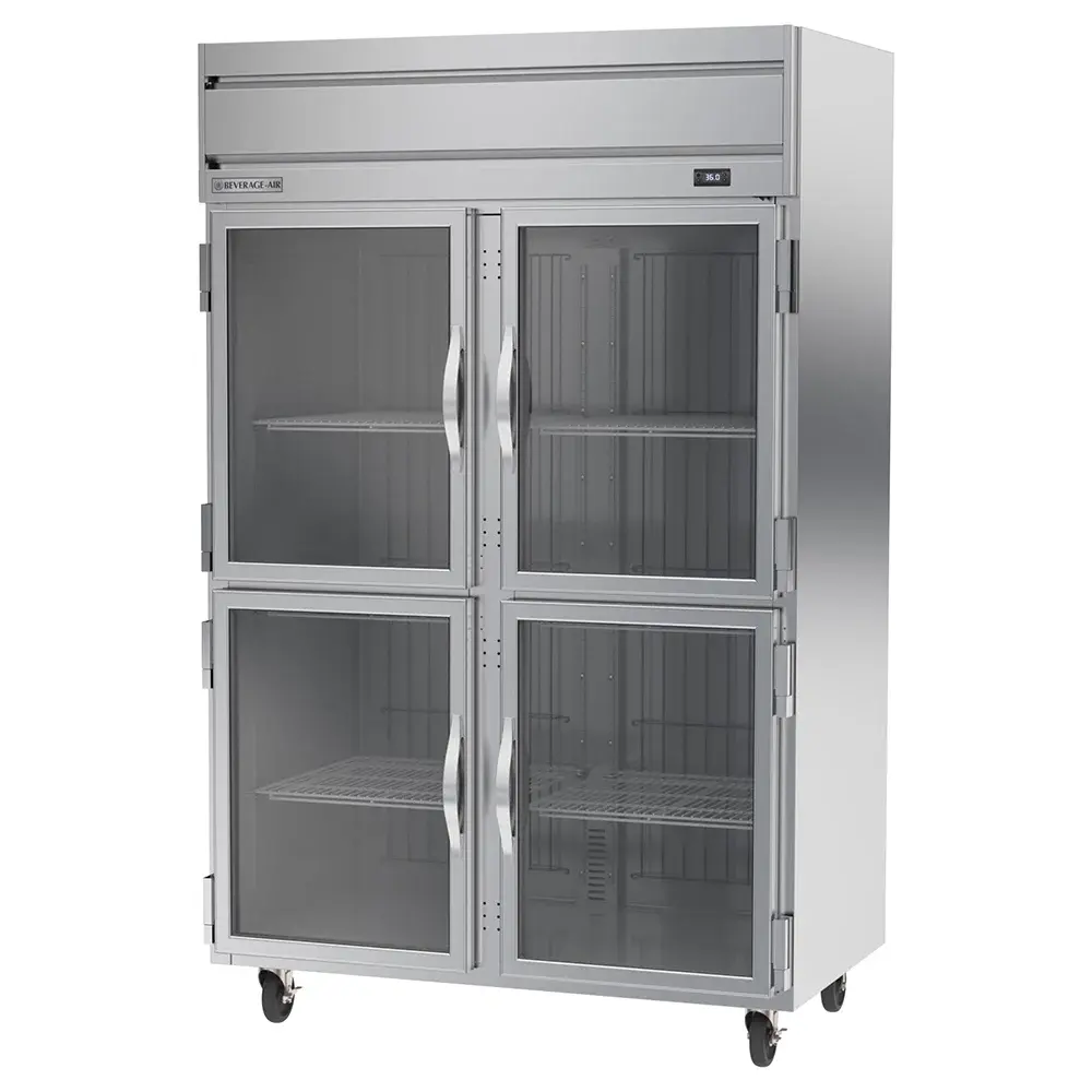 Beverage-Air HRP2HC-1HG 52" Two Section Reach In Refrigerator, (4) Left/Right Hinge Glass Doors, 115v