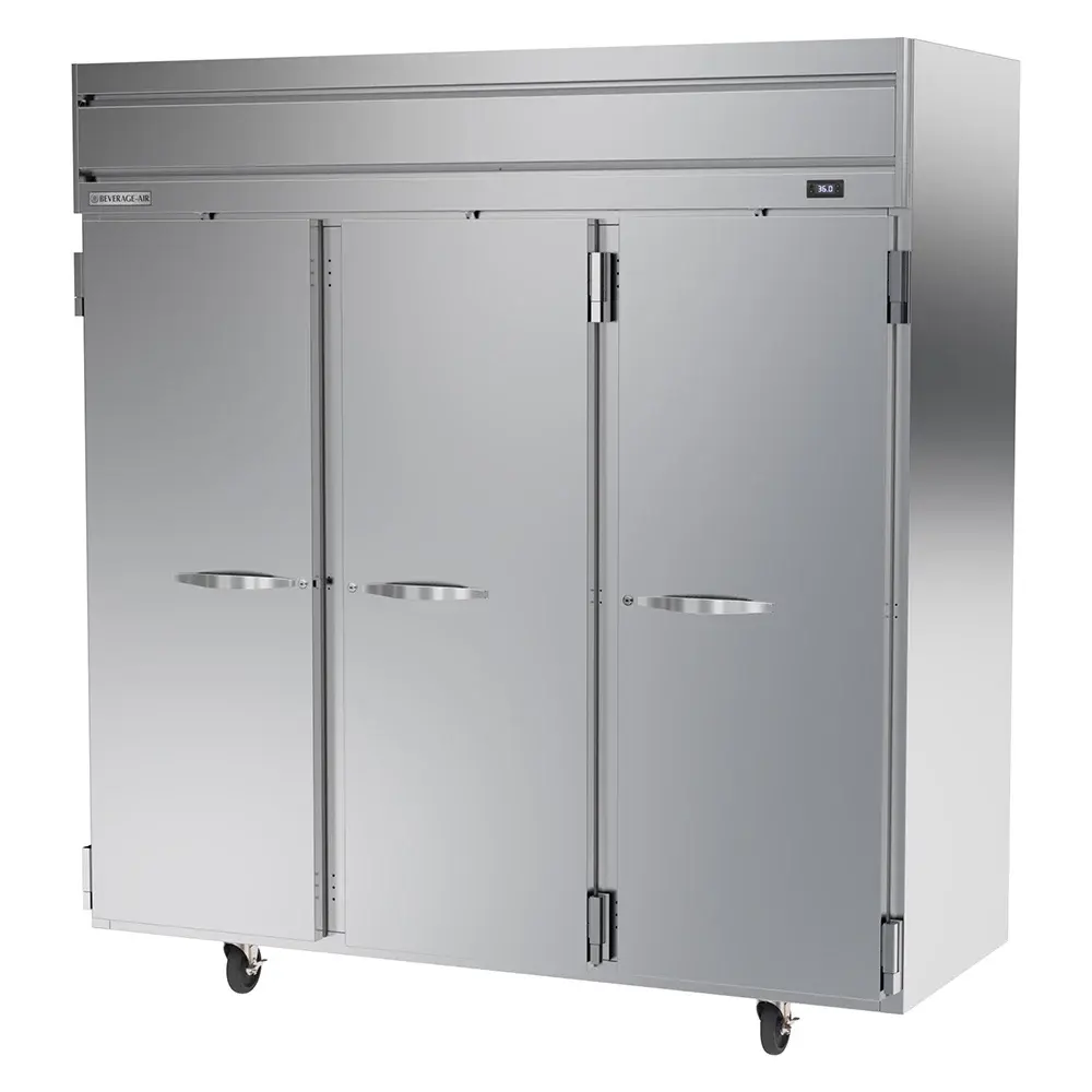Beverage-Air HRP3HC-1S 78" Three Section Reach In Refrigerator, (3) Left/Right Hinge Solid Doors, 115v