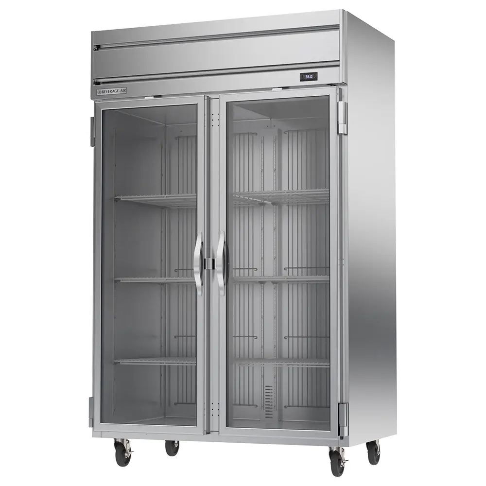 Beverage-Air HRPS2HC-1G 52" Two Section Reach In Refrigerator, (2) Left/Right Hinge Glass Doors, 115v