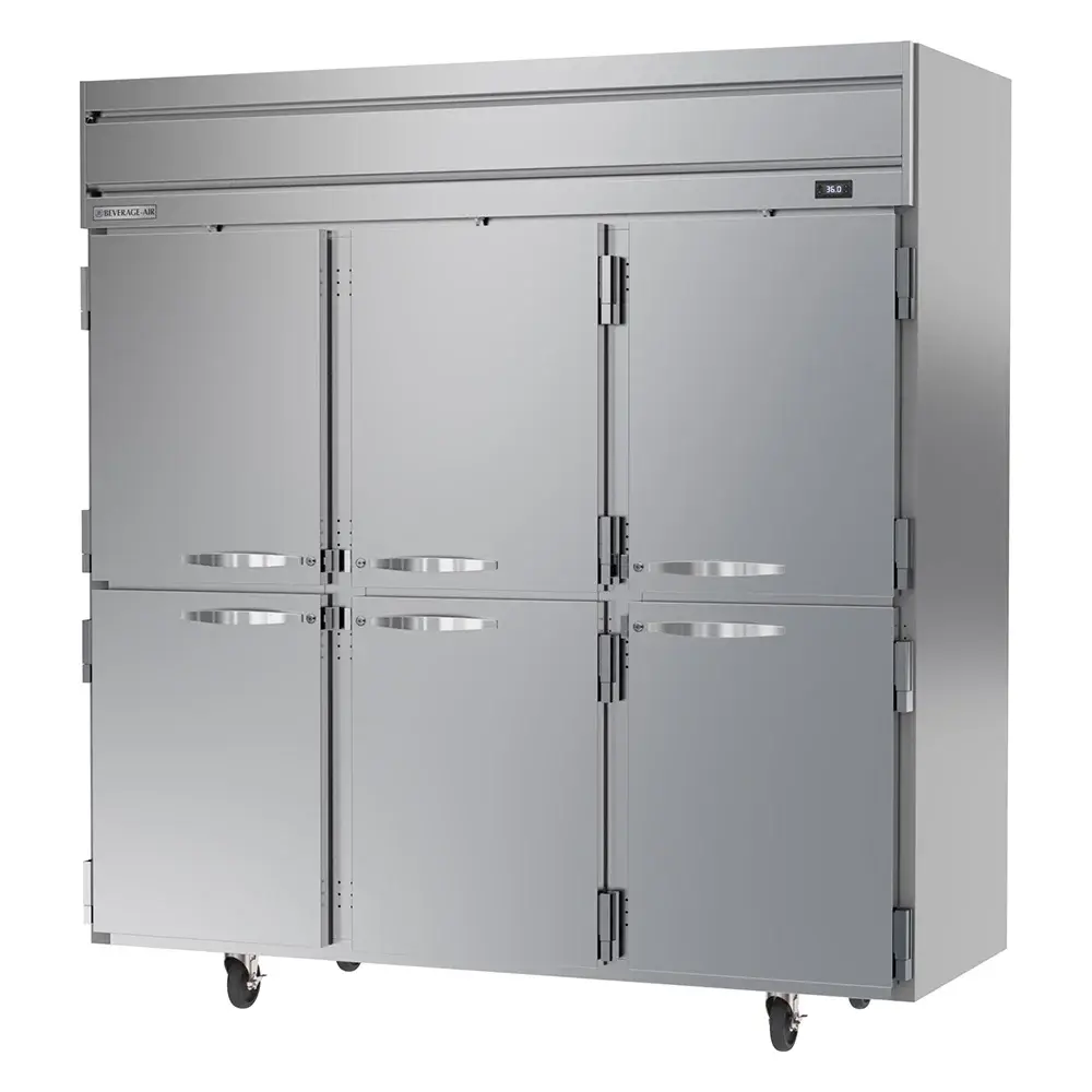Beverage-Air HRS3HC-1HS 78" Three Section Reach In Refrigerator, (6) Left/Right Hinge Solid Doors, 115v