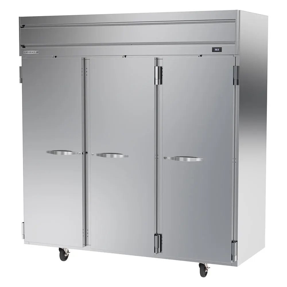 Beverage-Air HRPS3HC-1S 78" Three Section Reach In Refrigerator, (3) Left/Right Hinge Solid Doors, 115v