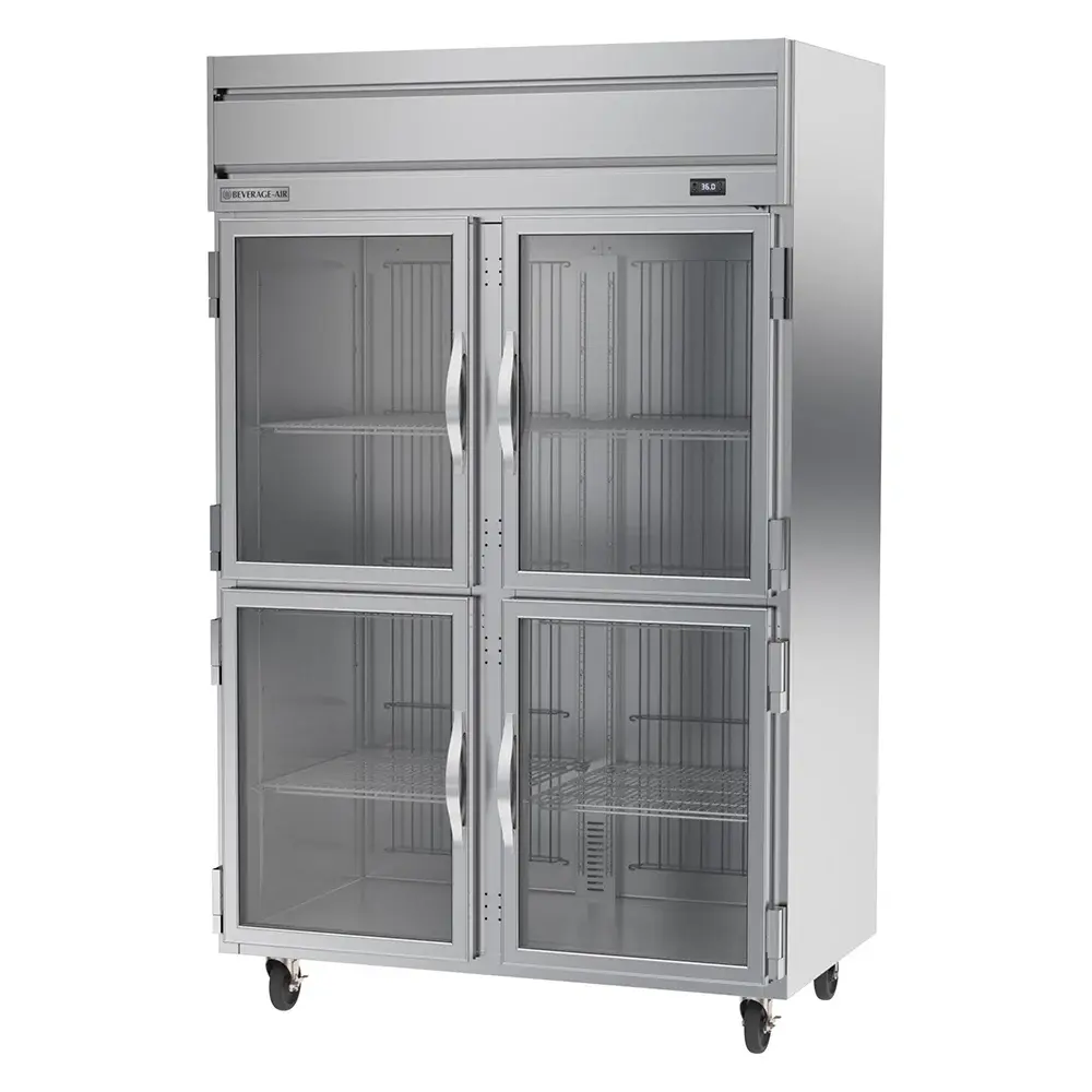 Beverage-Air HRPS2HC-1HG 52" Two Section Reach In Refrigerator, (4) Left/Right Hinge Glass Doors, 115v