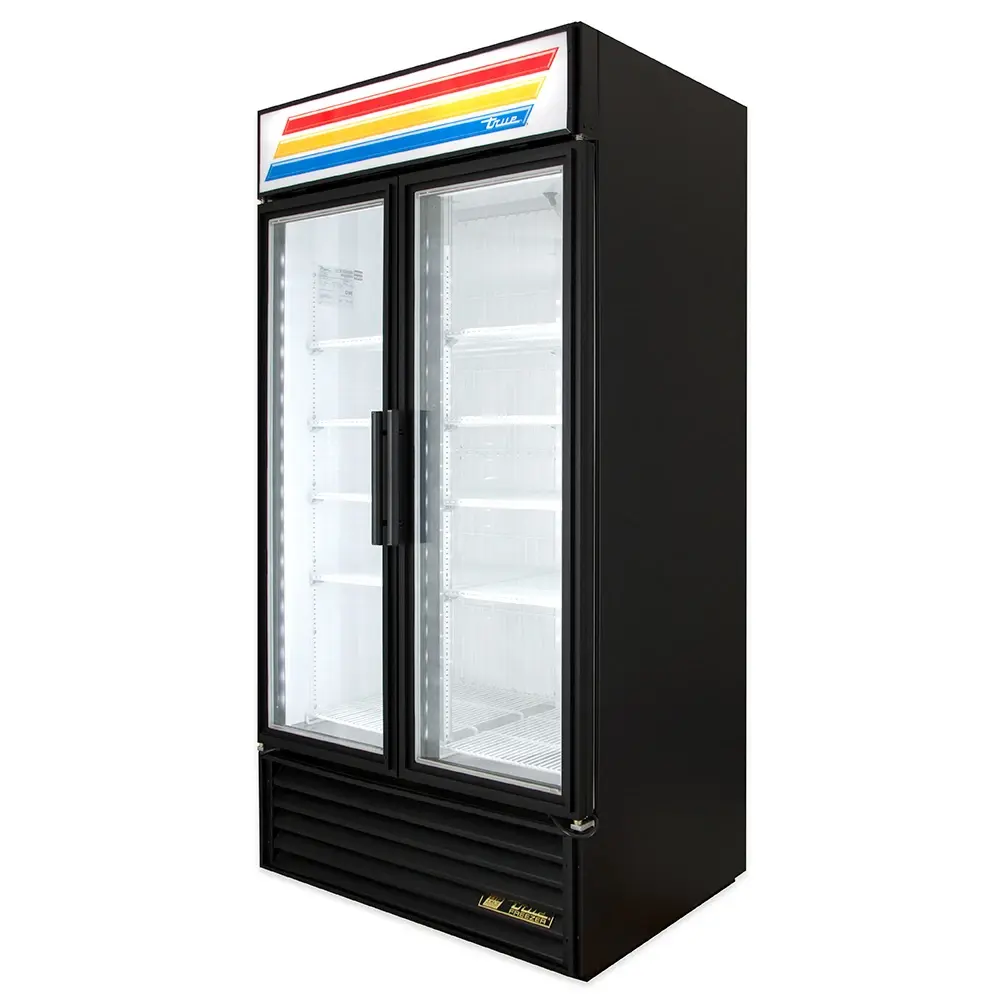 True GDM-35F-HC~TSL01 39 1/2" Two Section Display Freezer w/ Swing Doors - Bottom Mount Compressor, Black, 115v