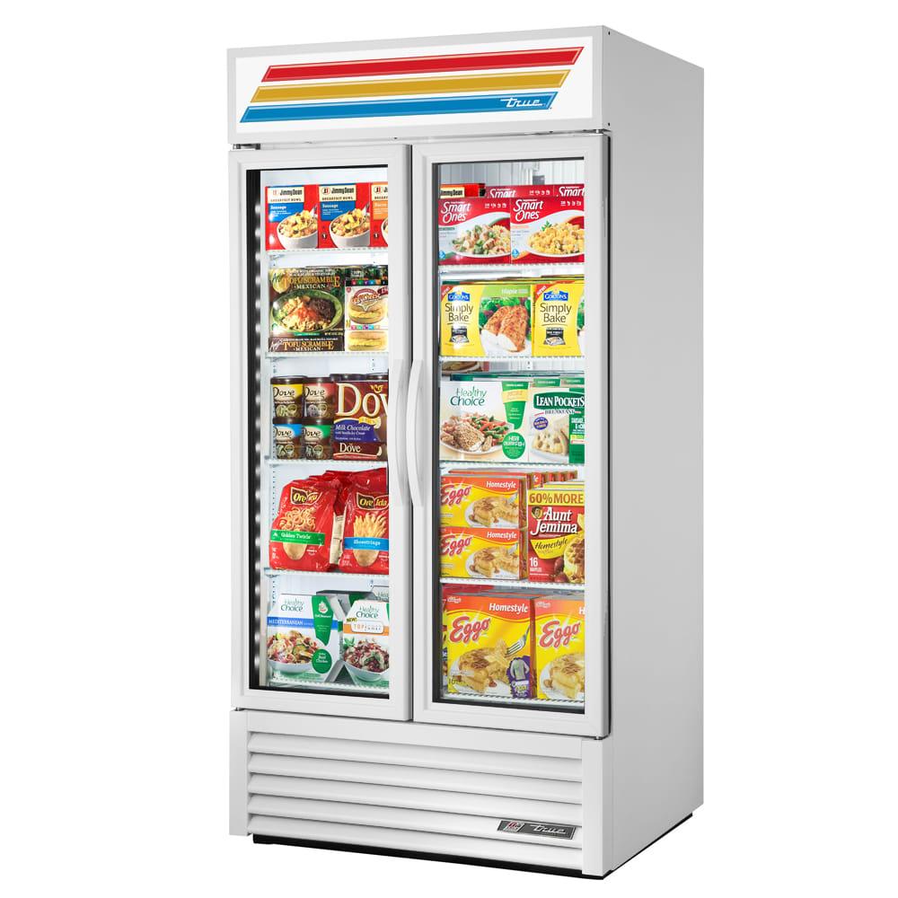 True GDM-35F-HC~TSL01 39 1/2" Two Section Display Freezer w/ Swing Doors - Bottom Mount Compressor, White, 115v