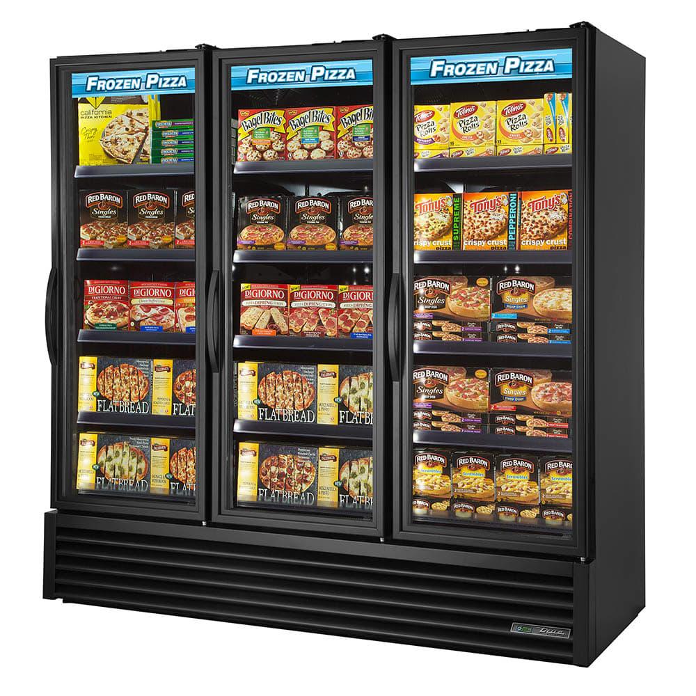 True FLM-81F~TSL01 RRR 80 3/4" Three Section Display Freezer w/ Swing Doors - Bottom Mount Compressor, Black, 115v