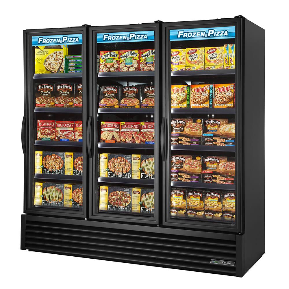 True FLM-81F~TSL01 LLL 80 3/4" Three Section Display Freezer w/ Swing Doors - Bottom Mount Compressor, Black, 115v