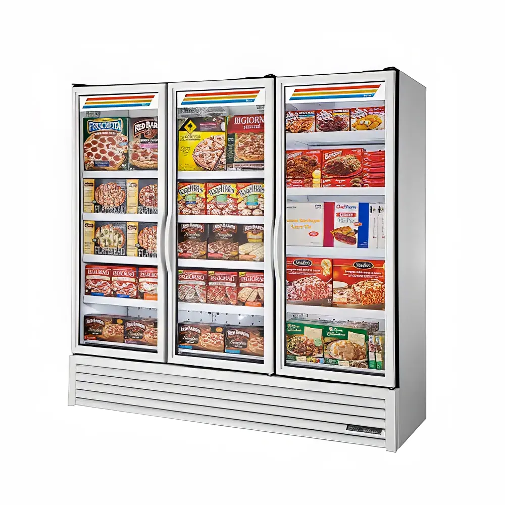 True FLM-81F~TSL01 80 3/4" Three Section Display Freezer w/ Swing Doors - Bottom Mount Compressor, White, 115v