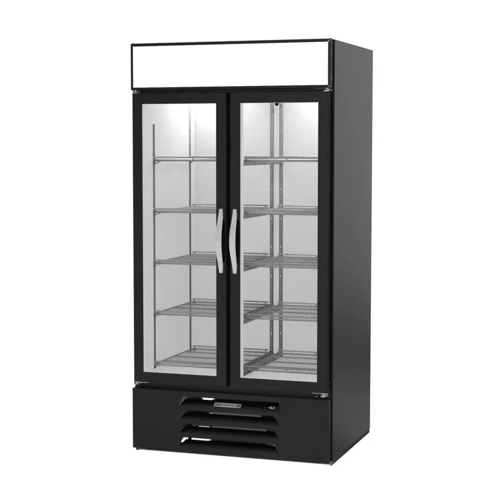 Beverage-Air MMF35HC-1-B 39 1/2" Two Section Display Freezer w/ Swing Doors - Bottom Mount Compressor, Black, 115v