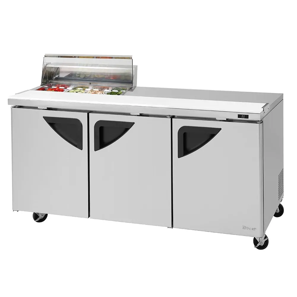 Turbo Air TST-72SD-08S-N-CL 72 5/8" Super Deluxe Sandwich/Salad Prep Table w/ Refrigerated Base, 115v