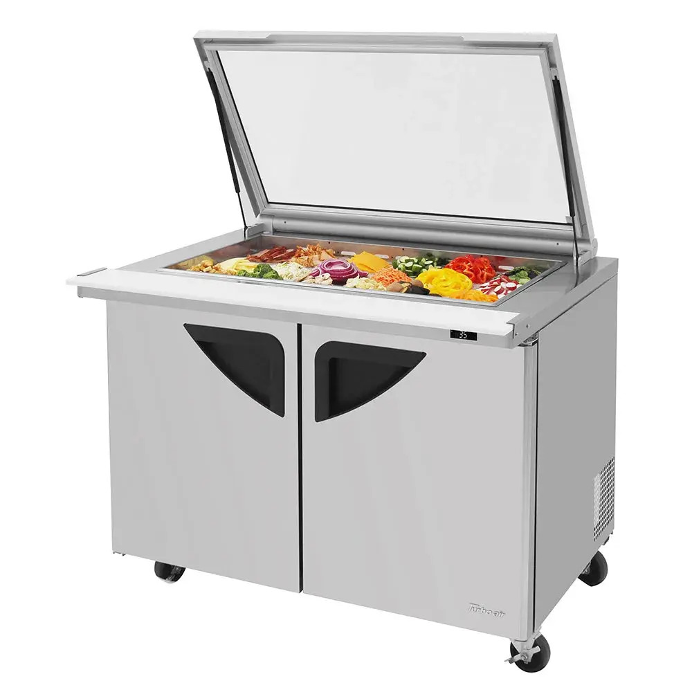 Turbo Air TST-48SD-18-N-GL 48" Super Deluxe Mega Top Sandwich/Salad Prep Table w/ Refrigerated Base, 115v