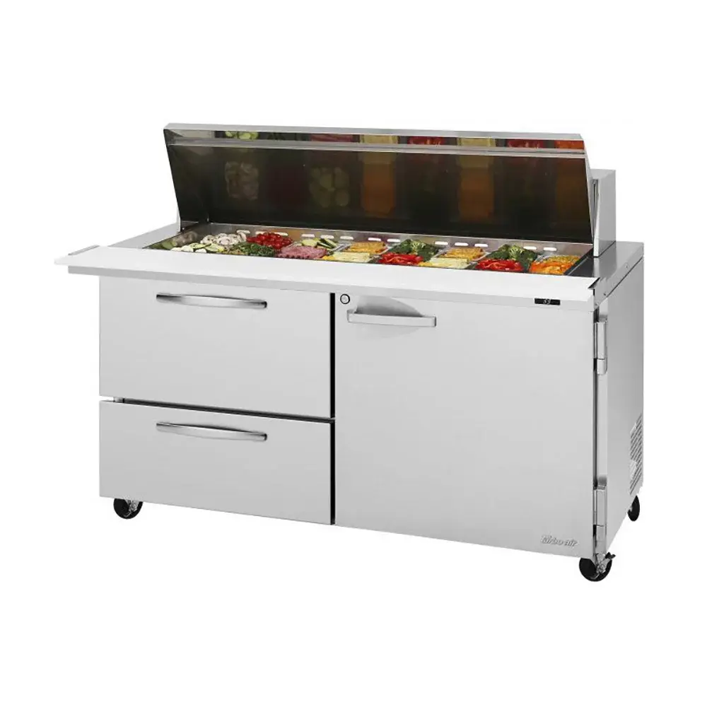 Turbo Air PST-60-24-D2R-N 60 1/4" PRO Series Mega Top Sandwich/Salad Prep Table w/ Refrigerated Base, 115v