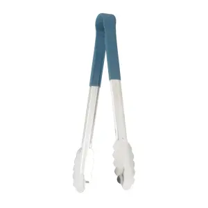 Winco UTPH-12B 12" Utility Tongs - Stainless Steel w/ Coated Handle, Blue