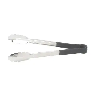 Winco UTPH-12K 12"L Stainless Utility Tongs, Black